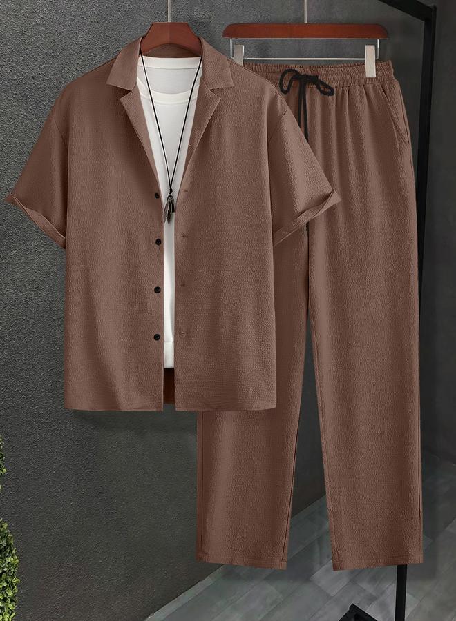 تايك تو طقم قميص بأكمام قصيرة وبنطلون برباط - Image 1